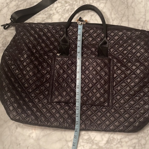 Designer quilted travel zipper bag with bamboo pulls.  Very roomy! Used ONCE! - Picture 9 of 13